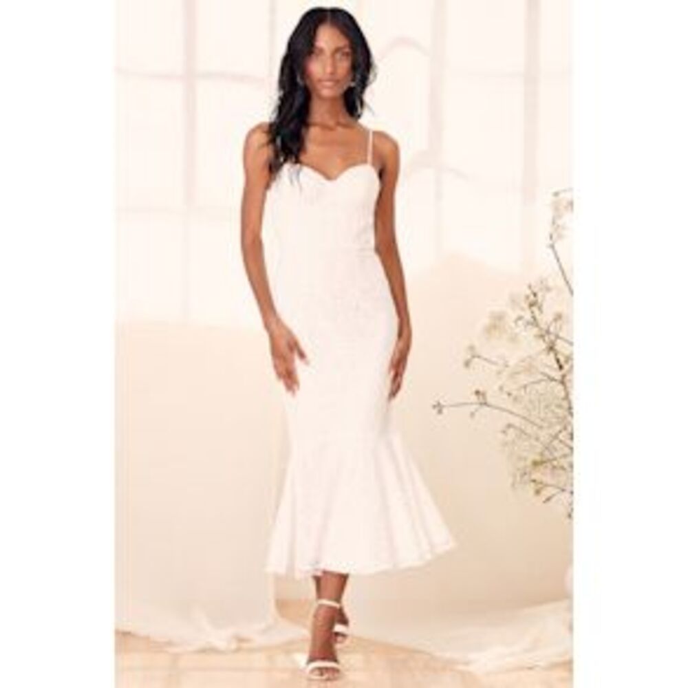 Lulu's White Lace Mermaid Midi Dress XXL